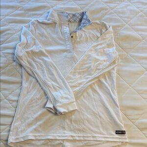 Kerrits White Show  Shirt with subtle print and partial mesh sleeve